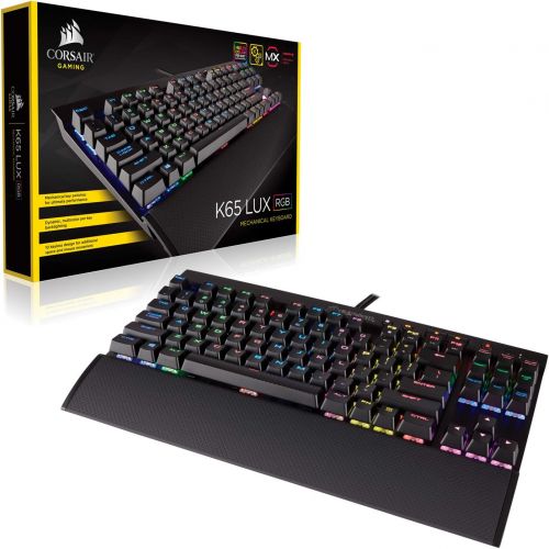 커세어 Corsair K65 LUX RGB Compact Mechanical Keyboard - USB Passthrough & Media Controls - Linear & Quiet - Cherry MX Red - RGB LED Backlit