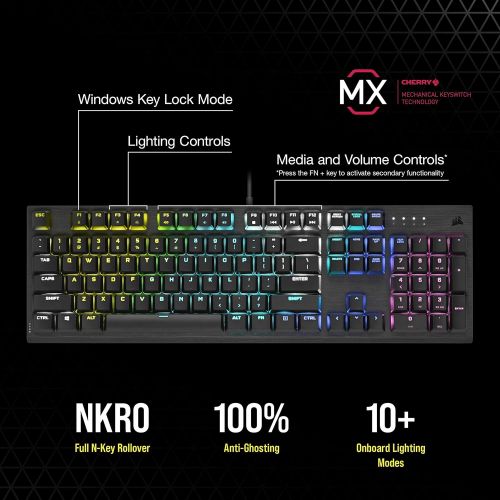 커세어 Corsair K60 RGB Pro Low Profile Mechanical Gaming Keyboard - Cherry MX Low Profile Speed Mechanical Keyswitches ? Slim and Streamlined Durable Aluminum Frame - Customizable Per-Key
