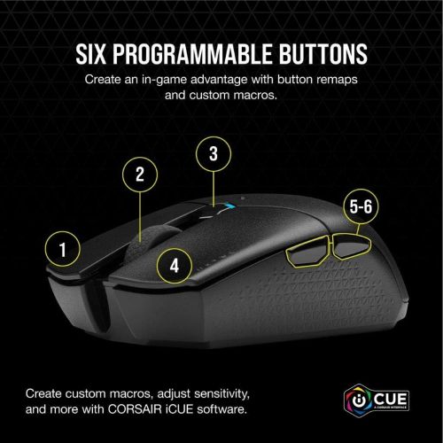 커세어 Corsair Katar Pro Wireless, Lightweight FPS/MOBA Gaming Mouse with Slipstream Technology, Compact Symmetric Shape, 10,000 DPI - Black