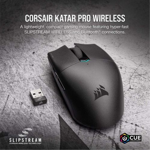 커세어 Corsair Katar Pro Wireless, Lightweight FPS/MOBA Gaming Mouse with Slipstream Technology, Compact Symmetric Shape, 10,000 DPI - Black