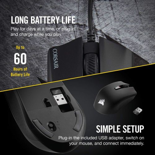 커세어 Corsair Harpoon RGB Wireless - Wireless Rechargeable Gaming Mouse with SLIPSTREAM Technology - 10,000 DPI Optical Sensor