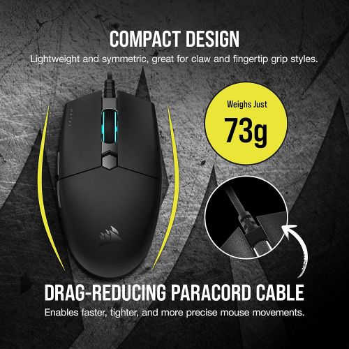 커세어 Corsair Katar Pro XT Ultra-Light Gaming Mouse- 18k DPI PixArt Optical Sensor- RGB Scroll Wheel Lighting- 6 Programmable Buttons- Lightweight Paracord Cable