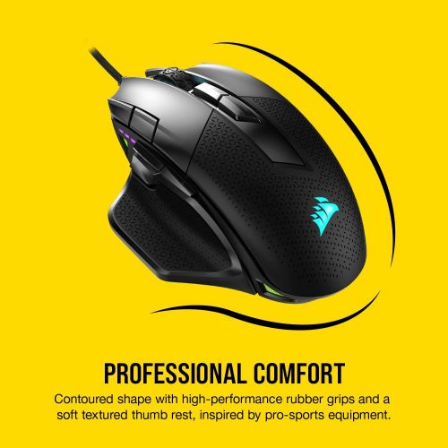 커세어 Corsair Nightsword RGB - Comfort Performance Tunable FPS/MOBA Optical Ergonomic Gaming Mouse with Backlit RGB LED, 18000 DPI, Black