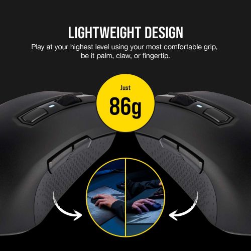 커세어 Corsair M55 RGB Pro Wired Ambidextrous Multi-Grip Gaming Mouse - 12,400 DPI Adjustable Sensor - 8 Programmable Buttons - Black