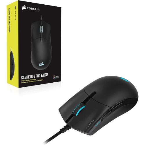 커세어 CORSAIR Sabre RGB PRO Champion Series FPS/MOBA Gaming Mouse - Ergonomic Shape for Esports and Competitive Play - Ultra-Lightweight 74g - Flexible Paracord Cable