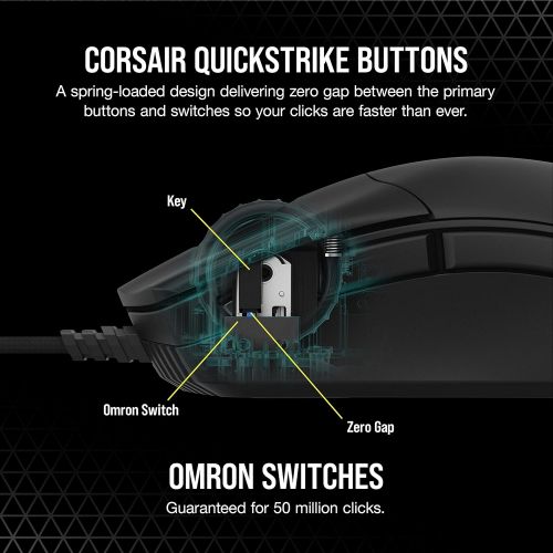 커세어 CORSAIR Sabre RGB PRO Champion Series FPS/MOBA Gaming Mouse - Ergonomic Shape for Esports and Competitive Play - Ultra-Lightweight 74g - Flexible Paracord Cable