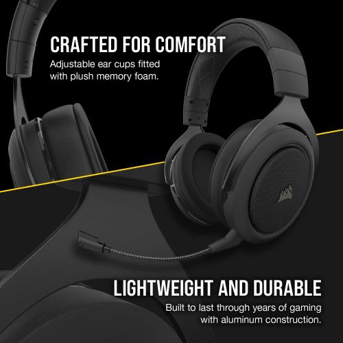 커세어 Corsair HS70 Pro Wireless Gaming Headset - 7.1 Surround Sound Headphones for PC, MacOS, PS5, PS4 - Discord Certified - 50mm Drivers ? Carbon