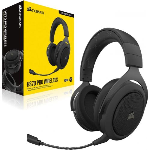 커세어 Corsair HS70 Pro Wireless Gaming Headset - 7.1 Surround Sound Headphones for PC, MacOS, PS5, PS4 - Discord Certified - 50mm Drivers ? Carbon