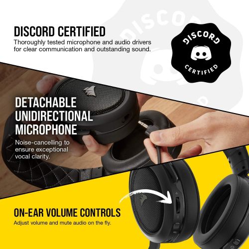 커세어 Corsair HS70 Pro Wireless Gaming Headset - 7.1 Surround Sound Headphones for PC, MacOS, PS5, PS4 - Discord Certified - 50mm Drivers ? Carbon