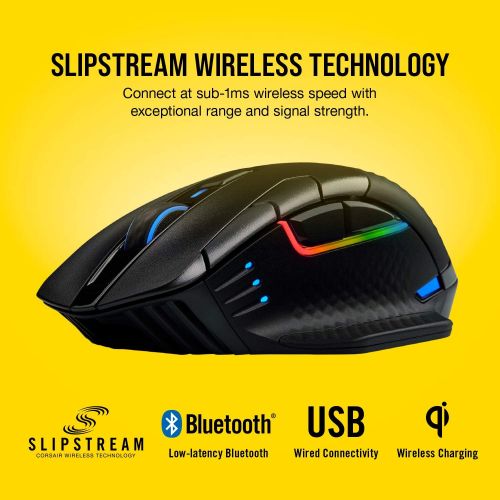 커세어 Corsair Dark Core RGB Pro SE, Wireless FPS/MOBA Gaming Mouse with Slipstream Technology, Black, Backlit RGB LED, 18000 DPI, Optical, Qi Wireless Charging Certified