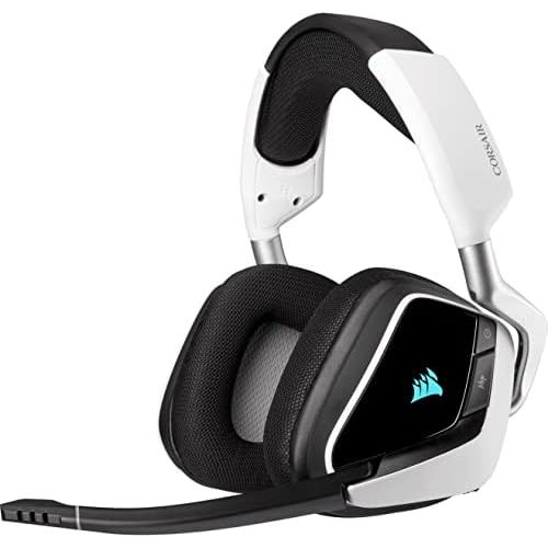 커세어 Corsair VOID RGB Elite Wireless Premium Gaming Headset with 7.1 Surround Sound - Discord Certified - Works with PC, PS5 and PS4 - White (CA-9011202-NA)