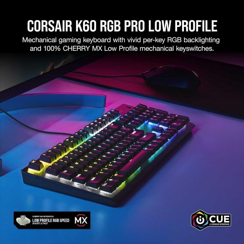 커세어 Corsair K60 RGB Pro Low Profile Mechanical Gaming Keyboard - Cherry MX Low Profile Speed Mechanical Keyswitches ? Slim and Streamlined Durable Aluminum Frame - Customizable Per-Key