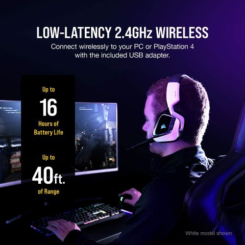 커세어 Corsair VOID RGB Elite Wireless Premium Gaming Headset with 7.1 Surround Sound, Carbon
