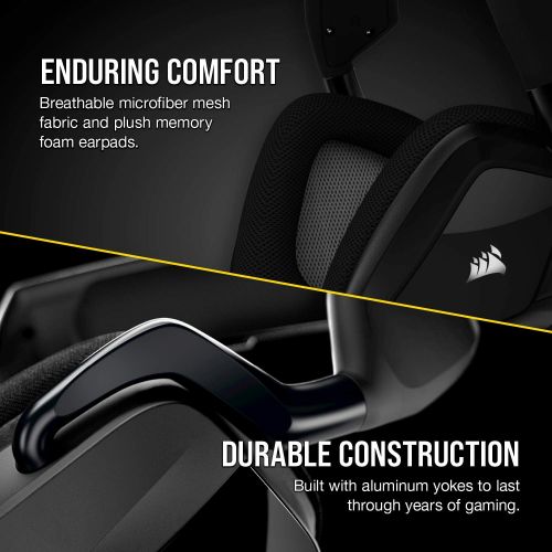 커세어 Corsair VOID RGB Elite Wireless Premium Gaming Headset with 7.1 Surround Sound, Carbon