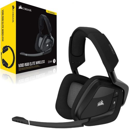 커세어 Corsair VOID RGB Elite Wireless Premium Gaming Headset with 7.1 Surround Sound, Carbon