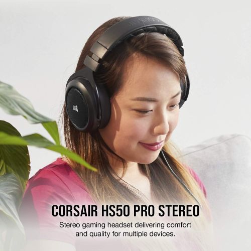 커세어 Corsair HS50 Pro - Stereo Gaming Headset - Discord Certified Headphones - Works with PC, Mac, Xbox One, PS4, Nintendo Switch, iOS and Android  Carbon