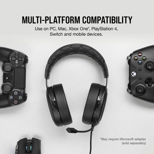 커세어 Corsair HS50 Pro - Stereo Gaming Headset - Discord Certified Headphones - Works with PC, Mac, Xbox One, PS4, Nintendo Switch, iOS and Android  Carbon