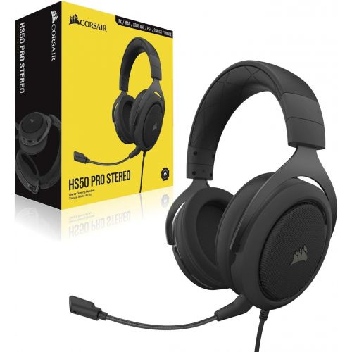 커세어 Corsair HS50 Pro - Stereo Gaming Headset - Discord Certified Headphones - Works with PC, Mac, Xbox One, PS4, Nintendo Switch, iOS and Android  Carbon