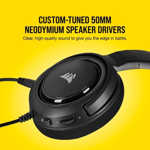 커세어 Corsair HS45-7.1 Virtual Surround Sound PC Gaming Headset w/USB DAC - Memory Foam Earcups - Carbon