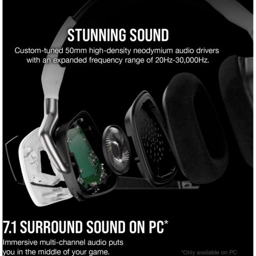 커세어 Corsair Gaming VOID RGB Elite Wireless Premium Gaming Headset with 7.1 Surround Sound, White