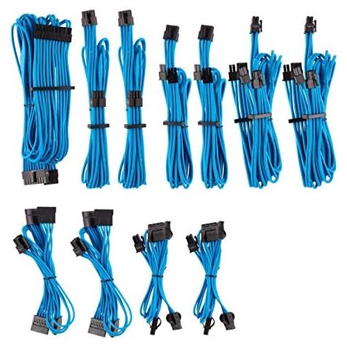 커세어 CORSAIR Premium Individually Sleeved PSU Cables Pro Kit  Blue, 2 Yr Warranty, for Corsair PSUs