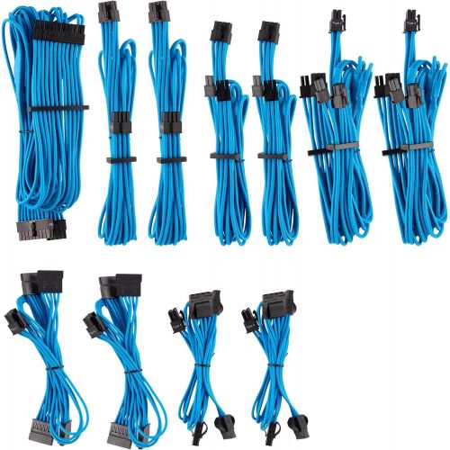 커세어 CORSAIR Premium Individually Sleeved PSU Cables Pro Kit  Blue, 2 Yr Warranty, for Corsair PSUs