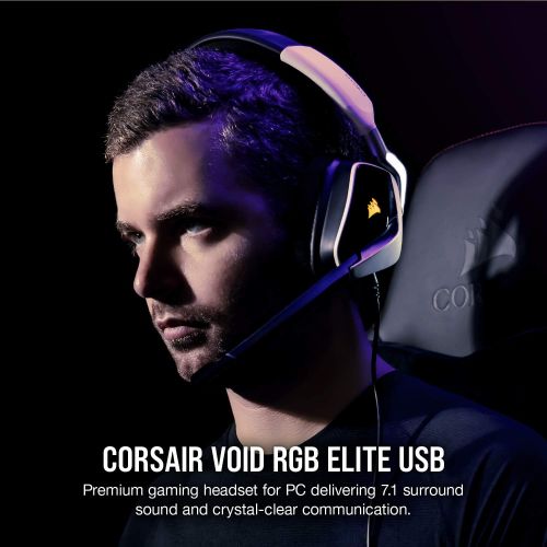 커세어 Corsair Void RGB Elite USB Premium Gaming Headset with 7.1 Surround Sound, White