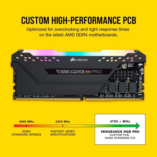 커세어 Corsair Vengeance RGB Pro 32GB (4x8GB) DDR4 3200 (PC4-25600) C16 Desktop Memory  Black