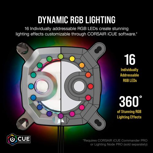 커세어 CORSAIR Hydro X Series,XC9 RGB CPU Water Block,16 Individually-addressable RGB LEDs,Software-Enabled,2066/sTR4