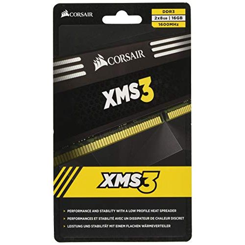 커세어 Corsair 16GB XMS3 (2x 8GB) DDR3 SDRAM 1600MHz 240-Pin 16 Dual Channel Kit DDR3 1600 (PC3 12800) CMX16GX3M2A1600C11