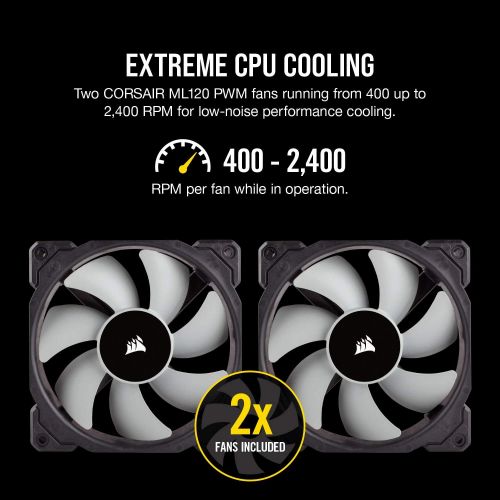 커세어 Corsair iCUE H100i RGB PRO XT, 240mm Radiator, Dual 120mm PWM Fans, Software Control, Liquid CPU Cooler, CW-9060043-WW