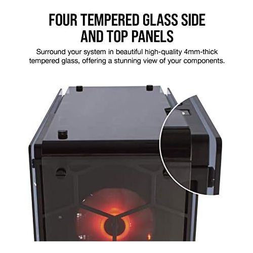 커세어 Corsair Crystal 570X RGB Mid-Tower Case, 3 RGB Fans, Tempered Glass - Black - CC-9011098-WW