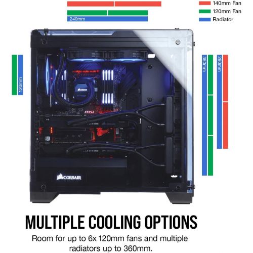 커세어 Corsair Crystal 570X RGB Mid-Tower Case, 3 RGB Fans, Tempered Glass - Black - CC-9011098-WW