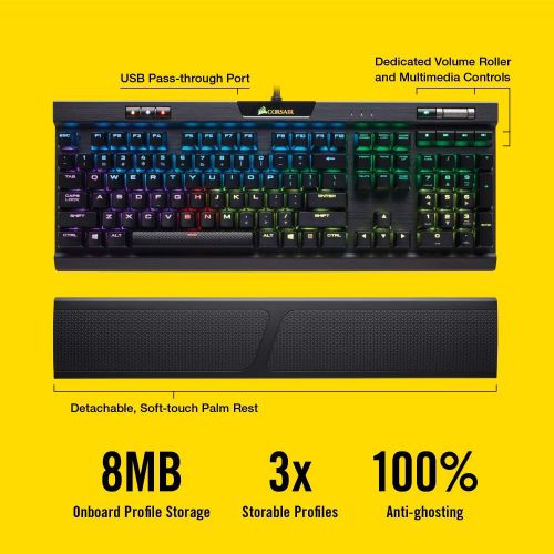 커세어 CORSAIR K70 RGB MK.2 Mechanical Gaming Keyboard - USB Passthrough & Media Controls - Linear & Silent - Cherry MX Silent - RGB LED Backlit