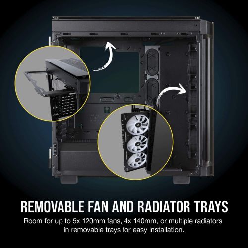 커세어 CORSAIR OBSIDIAN 500D RGB SE Mid-Tower Case, 3 RGB Fans, Smoked Tempered Glass, Aluminum Trim - Integrated COMMANDER PRO fan and lighting controller