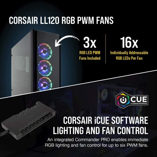 커세어 CORSAIR OBSIDIAN 500D RGB SE Mid-Tower Case, 3 RGB Fans, Smoked Tempered Glass, Aluminum Trim - Integrated COMMANDER PRO fan and lighting controller