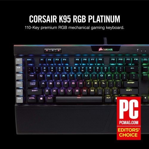 커세어 Corsair K95 RGB Platinum Mechanical Gaming Keyboard - 6x Programmable Macro Keys - USB Passthrough & Media Controls - Fastest Cherry MX Speed - RGB LED Backlit - Black Finish