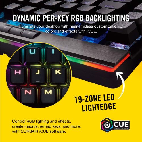 커세어 Corsair K95 RGB Platinum Mechanical Gaming Keyboard - 6x Programmable Macro Keys - USB Passthrough & Media Controls - Fastest Cherry MX Speed - RGB LED Backlit - Black Finish