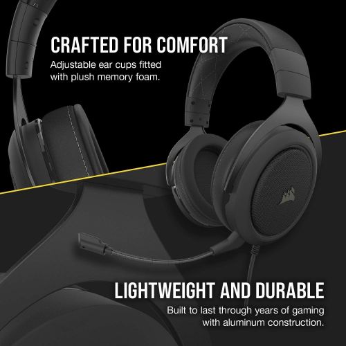 커세어 Corsair HS60 Pro  7.1 Virtual Surround Sound PC Gaming Headset w/USB DAC - Discord Certified Headphones  Compatible with Xbox One, PS4, and Nintendo Switch  Carbon