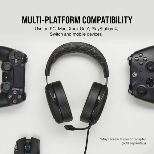 커세어 Corsair HS60 Pro  7.1 Virtual Surround Sound PC Gaming Headset w/USB DAC - Discord Certified Headphones  Compatible with Xbox One, PS4, and Nintendo Switch  Carbon