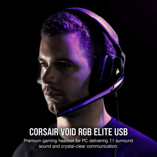 커세어 Corsair Void RGB Elite USB Premium Gaming Headset with 7.1 Surround Sound, Carbon