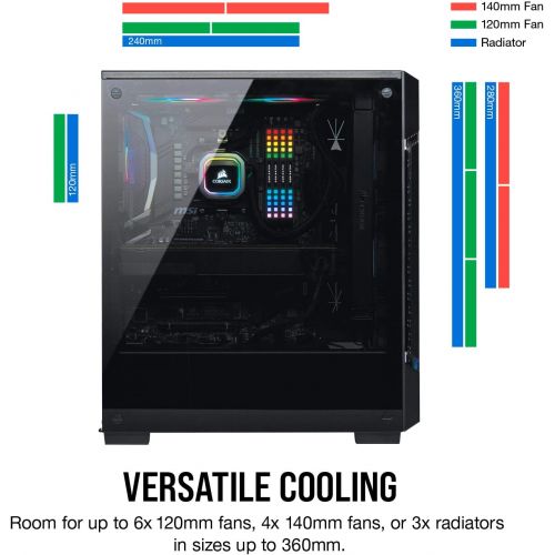 커세어 Corsair iCUE 220T RGB Airflow Tempered Glass Mid-Tower Smart Case, Black