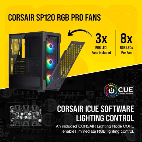 커세어 Corsair iCUE 220T RGB Airflow Tempered Glass Mid-Tower Smart Case, Black