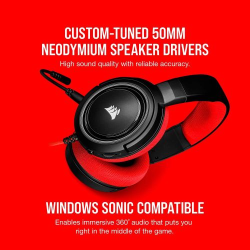 커세어 Corsair HS35 - Stereo Gaming Headset - Memory Foam Earcups - Headphones Designed for Switch and Mobile  Red, Switch Red