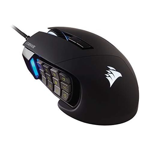 커세어 Corsair Scimitar RGB Elite, MOBA/MMO Gaming Mouse, Black, Backlit RGB LED, 18000 DPI, Optical (CH-9304211-NA)