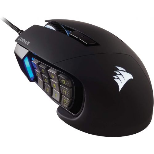 커세어 Corsair Scimitar RGB Elite, MOBA/MMO Gaming Mouse, Black, Backlit RGB LED, 18000 DPI, Optical (CH-9304211-NA)