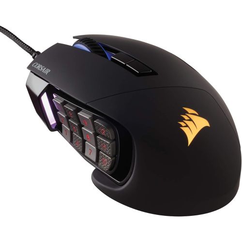 커세어 Corsair Scimitar RGB Elite, MOBA/MMO Gaming Mouse, Black, Backlit RGB LED, 18000 DPI, Optical (CH-9304211-NA)