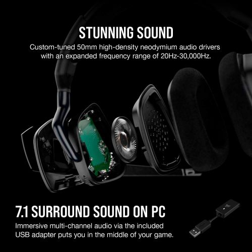 커세어 Corsair VOID Elite Surround Premium Gaming Headset with 7.1 Surround Sound, Carbon