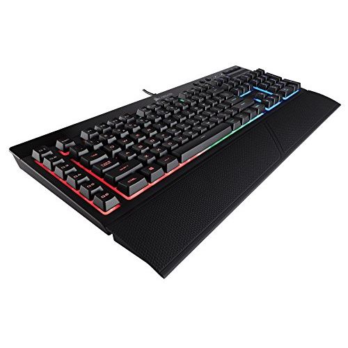 커세어 Corsair K55 RGB Gaming Keyboard  IP42 Dust and Water Resistance  6 Programmable Macro Keys  Dedicated Media Keys - Detachable Palm Rest Included