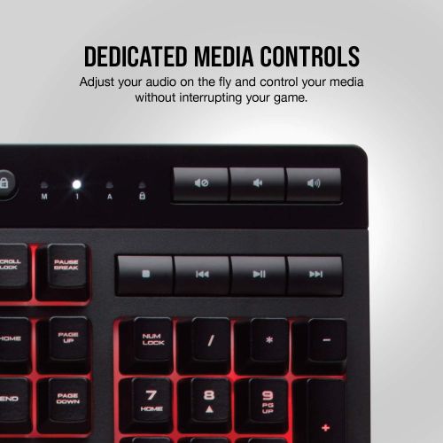 커세어 Corsair K55 RGB Gaming Keyboard  IP42 Dust and Water Resistance  6 Programmable Macro Keys  Dedicated Media Keys - Detachable Palm Rest Included